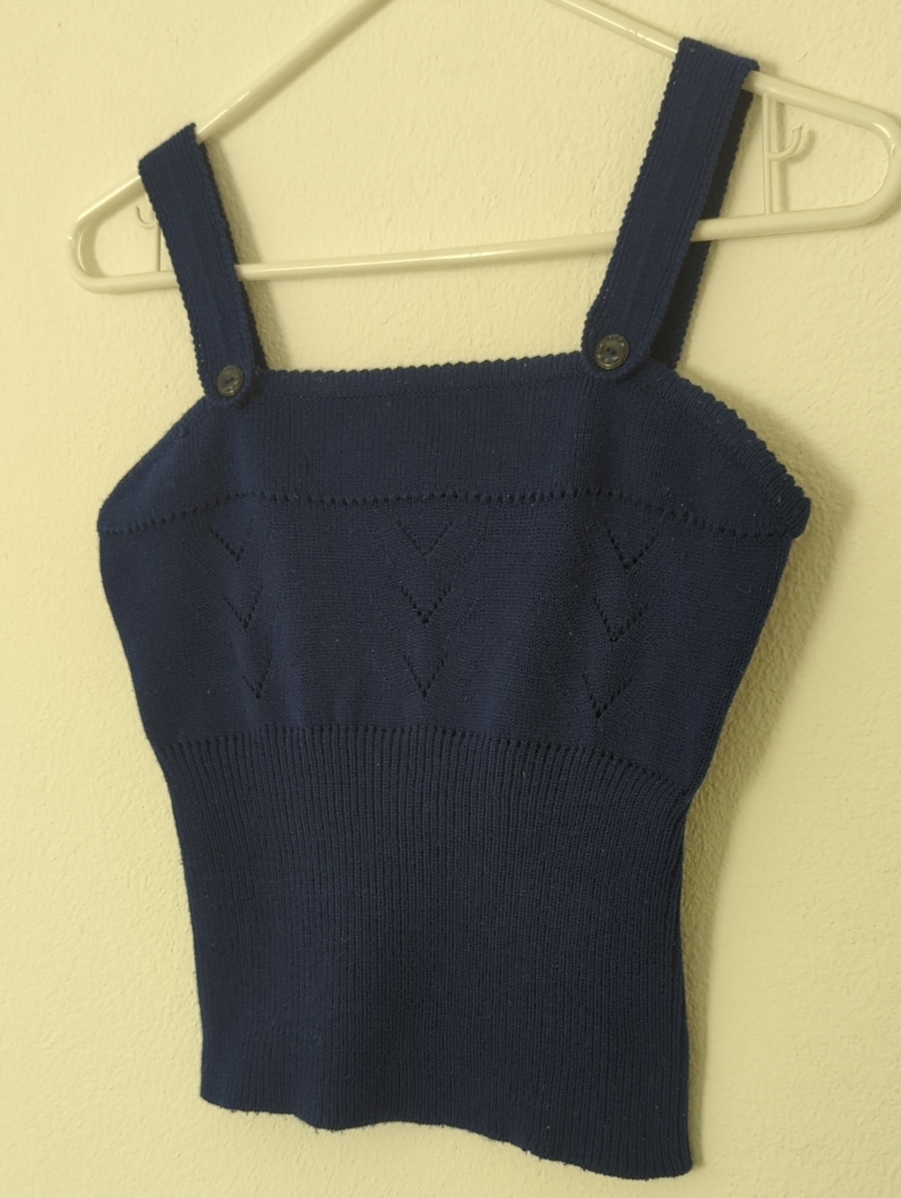 Vintage Navy Knit Square Neck Tank Top